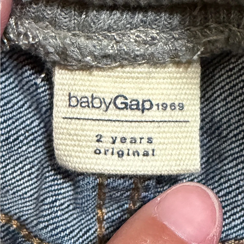 Baby Gap Blue Jeans w/Gray Sweatpants Waistband Lining SZ 2T Hook & Eye Closure